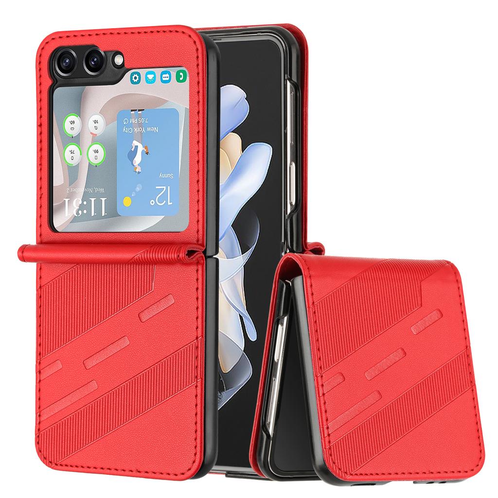 Кожаный флип-чехол для Samsung Galaxy Z Flip 6 Flip6 с отделением для кредитных карт, чехол для телефона, противоударный | Классический дизайн | 8 цветов