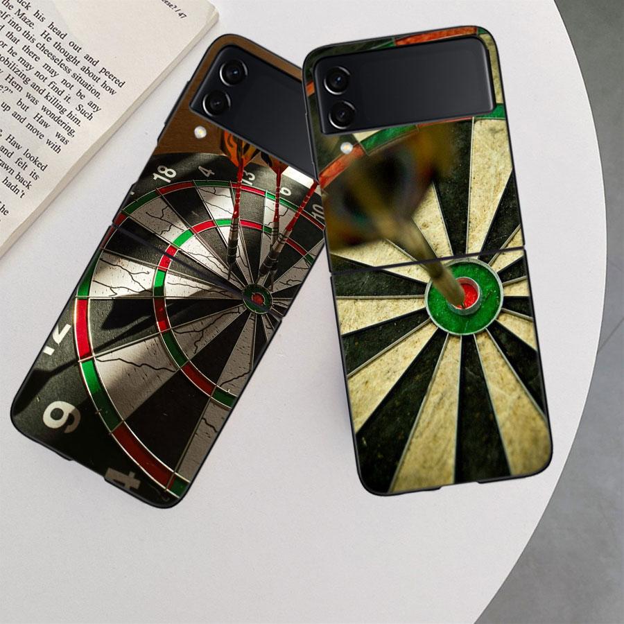 Darts Aesthetics Wire Target Phone Case For Samsung Z Flip 7 6 5G Galaxy Z Flip 5 4 3 Black Hard Cell Cover Luxury PC Shell Coq