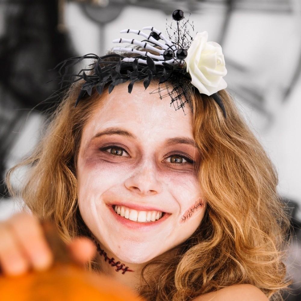 Skull Halloween Headband Bat Halloween Flower Crown Branch Hair Hoop  Costume Party Accessories
