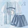 Tie Dye Sleepwear for Women Short Sleeved Suit New Student Cartoon Sweet Two-piece Home Outfit Instagram Trend