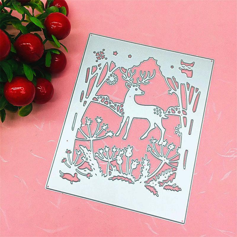 Олень в лесу ночью дизайн стиль металлические трафареты DIY Скрапбукинг трафарет для тиснения бумага ремесло шаблон альбома