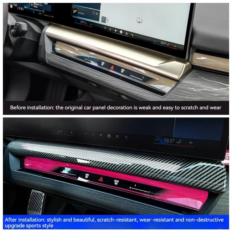For BMW 5 Series G60 2024-2025 Carbon Fiber Car Center Console Navigation Screen Lower Panel Decorate Sticker Car Accessories