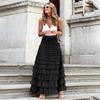 Cake Skirts Women Elegant Cascading Ruffles A Line Long Skirts Female Casual Elastic Waist Party Lace Skirt