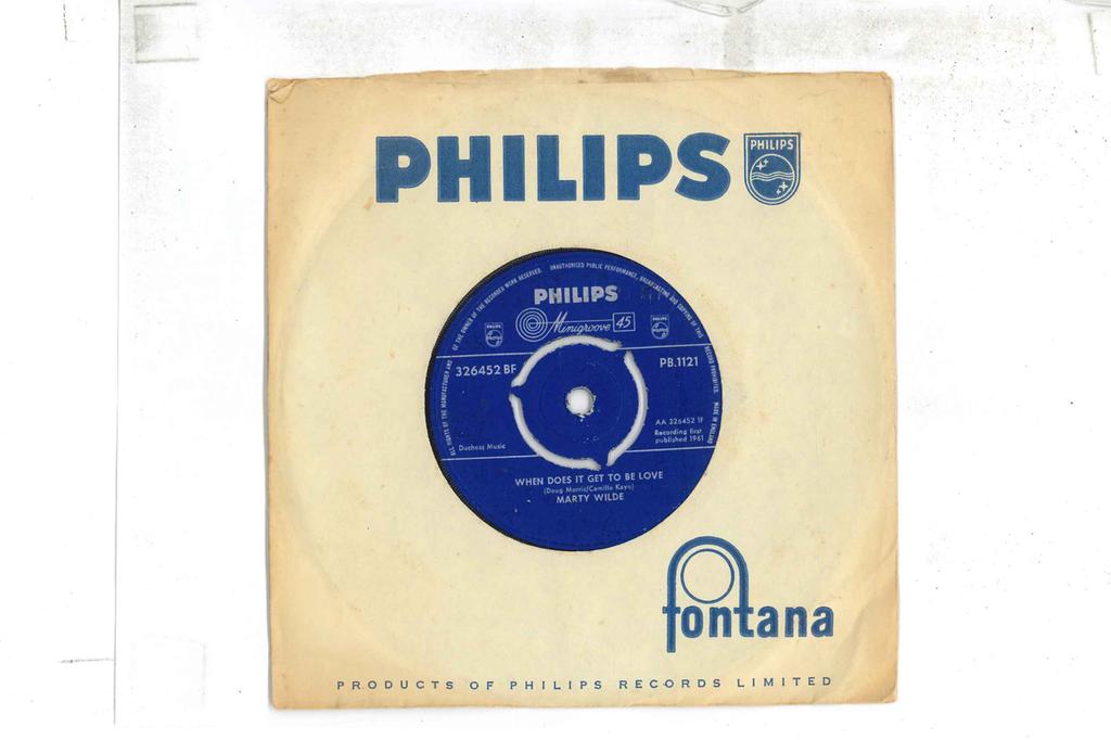 7inch Record MARTY WILDE - When Does It Get To Be Love PB1121 PHILIPS 1961 UK Pop Used