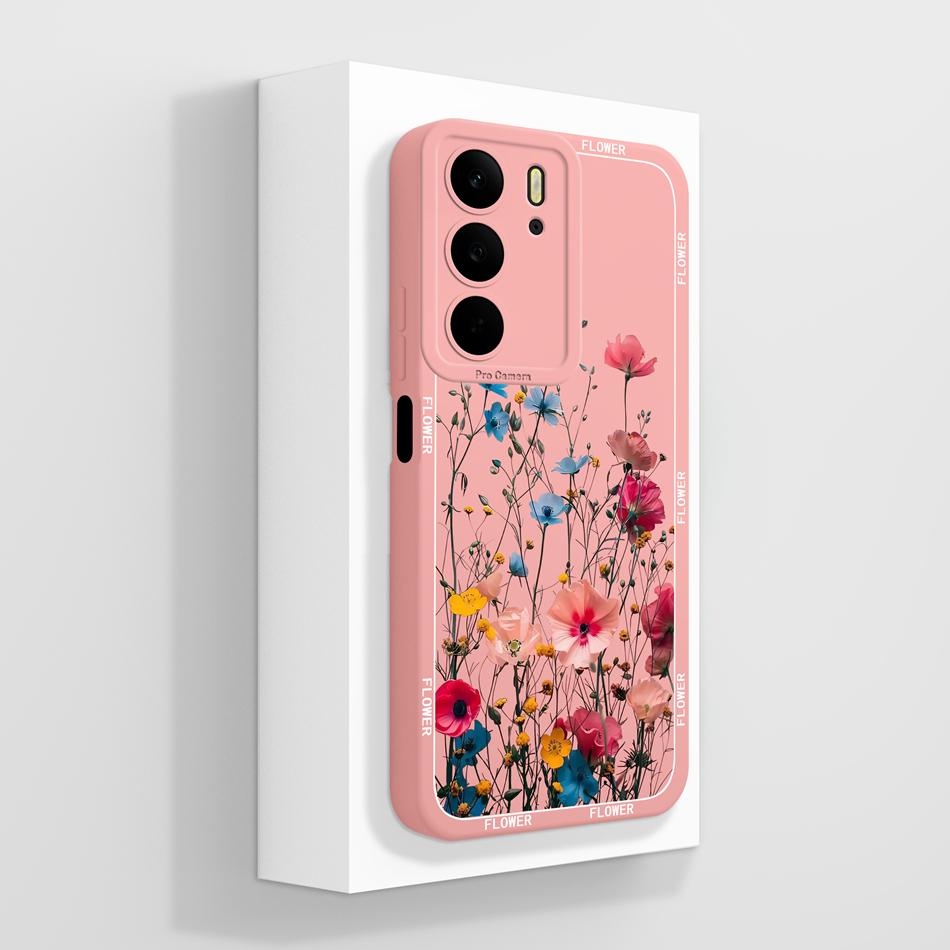 Чехол для Realme C75 C75X C73 C71 с рисунком цветов, мягкая задняя крышка из жидкого силикона для Realme C 75, полноразмерный защитный бампер для телефона