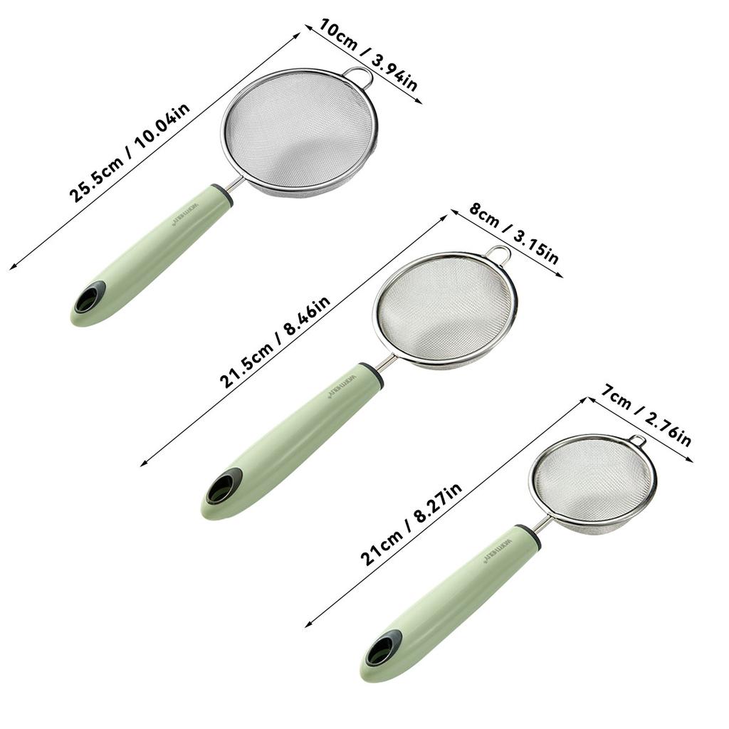 Сито для муки из нержавеющей стали 304 с пластиковой ручкой, сито с мелкой сеткой, ложка, фильтр для соевого молока и сока, кухонная утварь