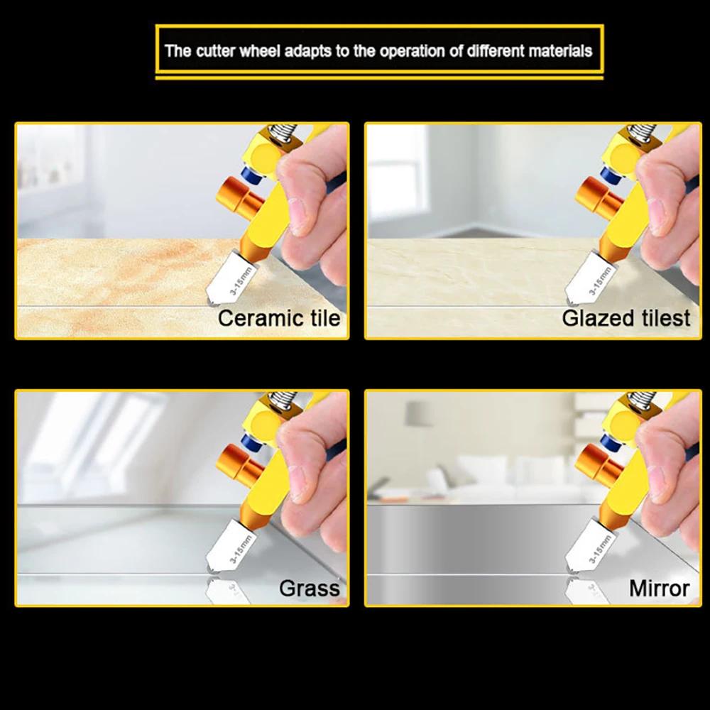 2 In 1 Glass Cutter Set Manual Tile Diamond Cutter Slicer Roller High-Strength Ceramic Cutting Tile Opener Construction Tools