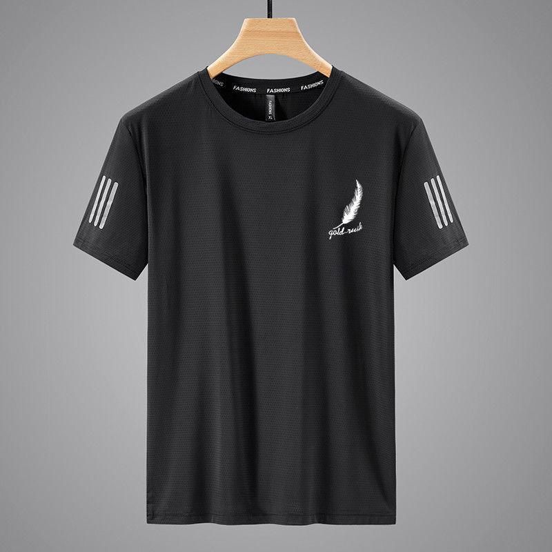 Мужская летняя футболка с коротким рукавом из ледяного шелка, быстросохнущая - Дышащая и легкая