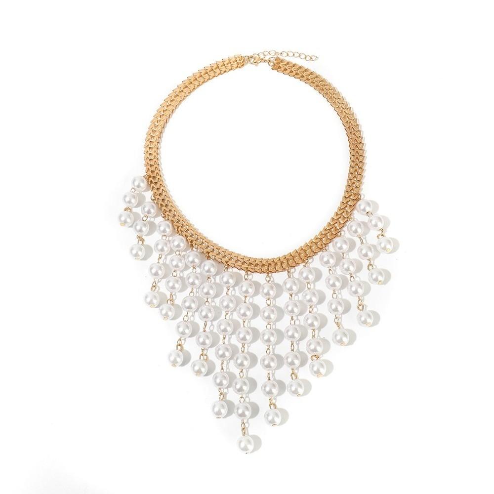 Collar Collarbone Neck Chain Imitation Pearl Clavicle Chain Exaggerated Necklace  Party Jewelry