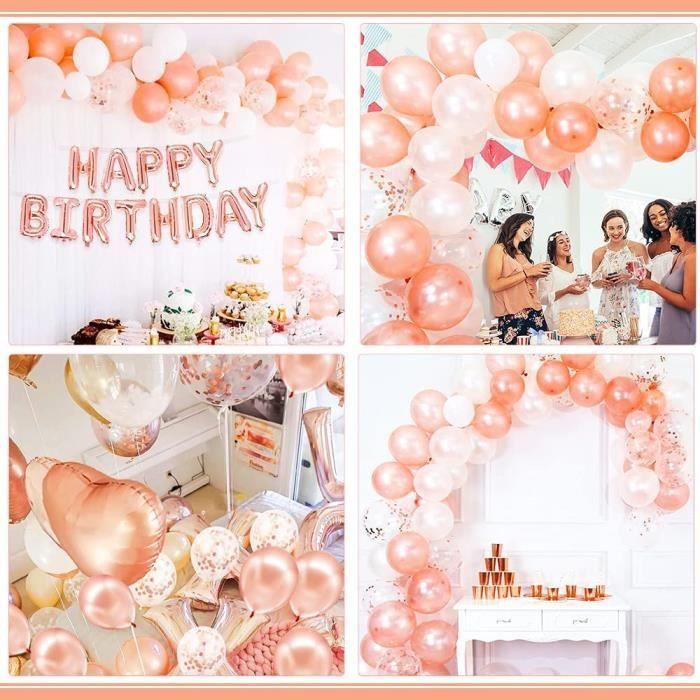 Décoration de fête - Baby Mois - 1 An - Or Rose - Ballons Latex - Bannière Photo