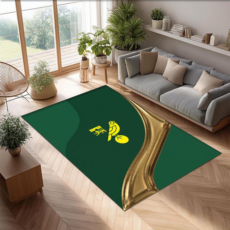 Norwich City Football Print Crystal Velvet Rug, Comfortable Water Absorbent Non Slip Indoor Floor Carpet