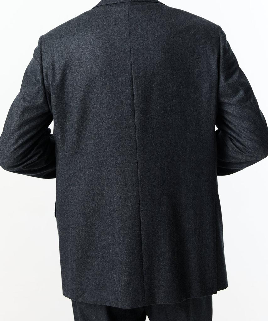 Man On The Boon Notched Lapel Flannel Suit Jacket_Dark Gray 4714351004