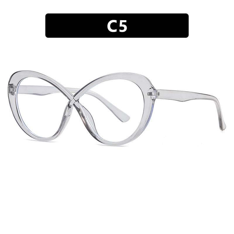 Oval Cross Glasses Frame Women'S Glasses Frame Trendy Personality Fashion Anti-Blue Flat Mirror Optics