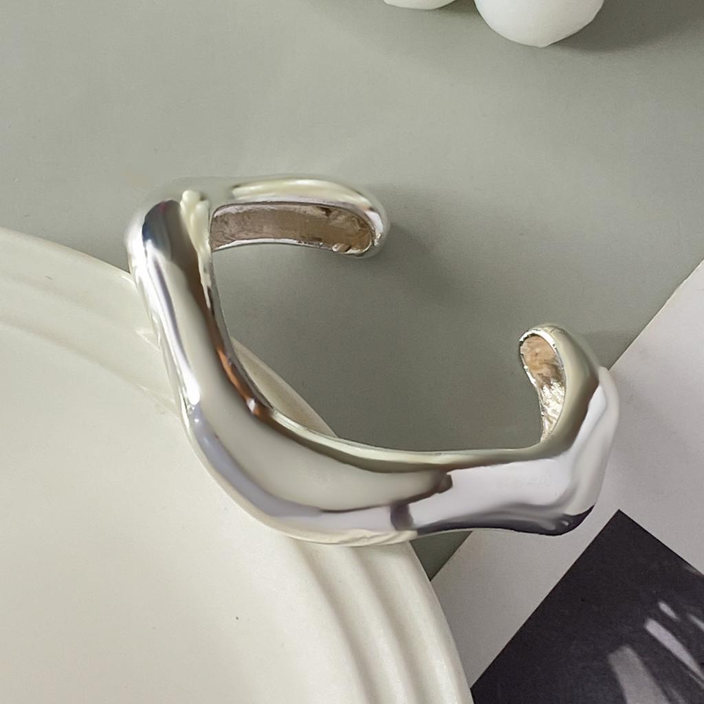 Exaggerated INS Heavy Craft Design Sense Metal Glossy Bracelet Geometric Personality Wide Bracelet