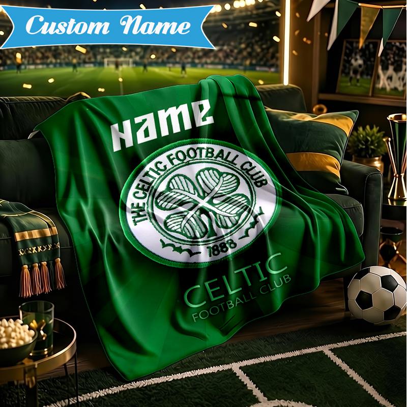Custom Name Celtic Football Crest Blanket Lightweight Ideal Bedding Blanket Perfect for Travel, Camping, Living Rooms, Sofas, Christmas gift