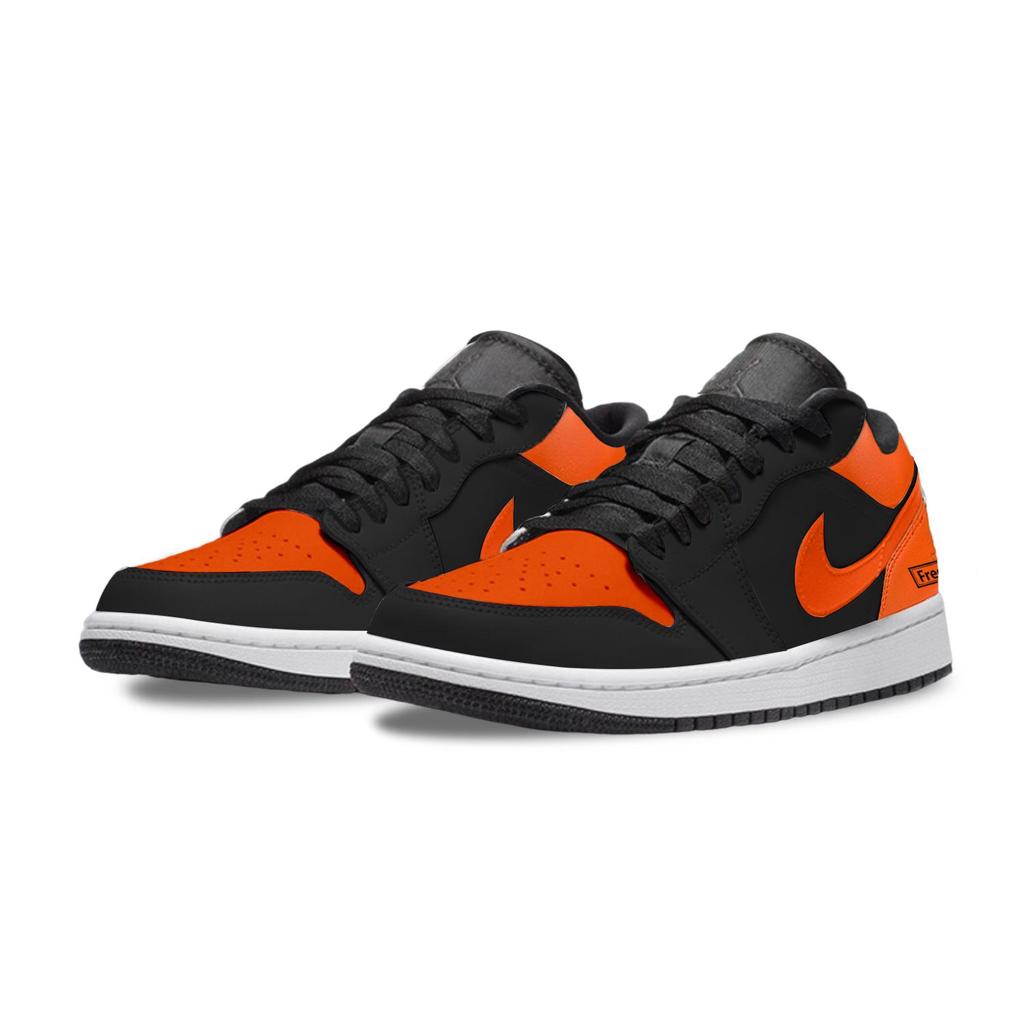 Jordan Air Jordan 1 Abrasion Resistant Low top Vintage Basketball Shoes Unisex Black Orange 553558-165(Team701-F)