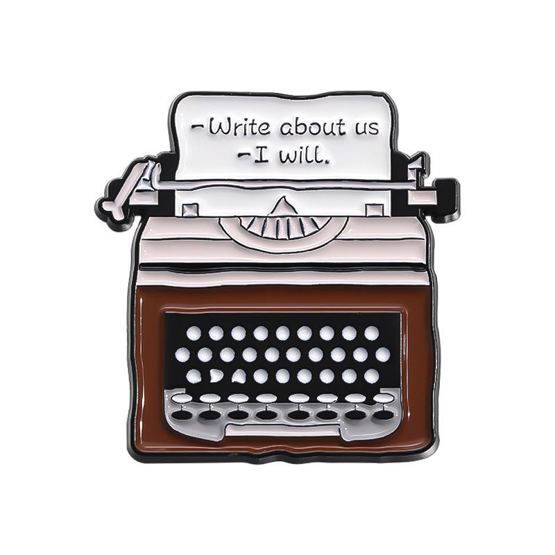 Cartoon Machine Metal Brooch Car Sewing Machine Phone Music CD Typewriter Camera Ruler Storage Card Badge Punk Pins Jewelry Gift