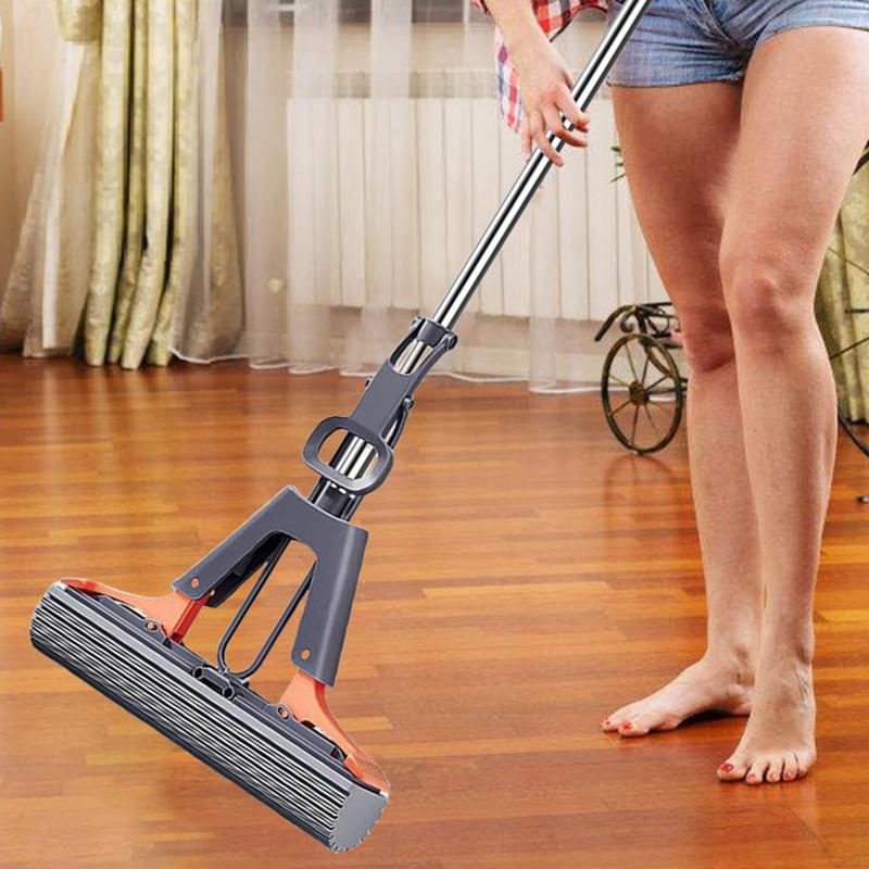 Роликовая швабра для пола с регулируемой ручкой, роликовая швабра для пола с губкой ПВА, эффективная чистка, впитывающая губка для плитки из твердой древесины