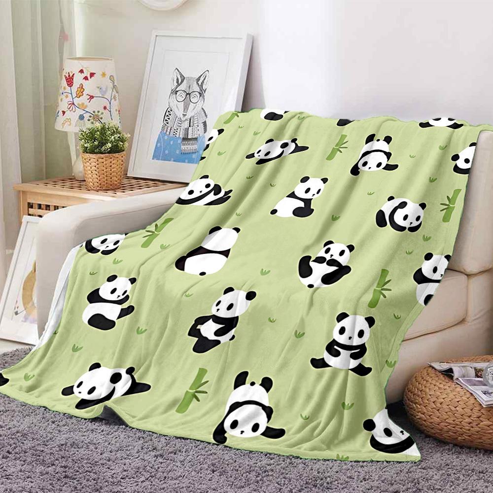 1pc Panda Pattern Blanket, Lightweight Flannel Blanket for Sofa, Bed, Travel, Camping, Living Room, Office,019