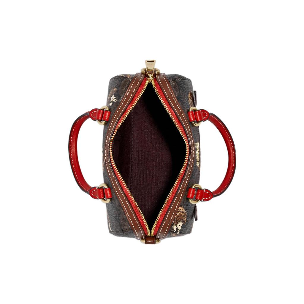 New COACH Rowan Artificial Leather Boston Bag Handbag Shoulder Bag Crossbody Bag Small Size Women's Brown & Black CC430-IMOSN