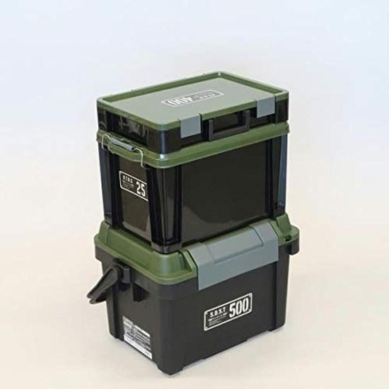 JEJ Astage Storage Box X Series NT #25 Black Green Disaster Preparedness Width 29.5cm Depth 44cm Height 26cm Made Japan Stackable