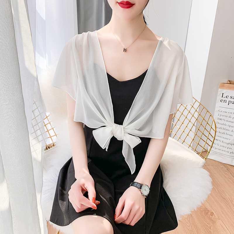 Summer Women's Versatile Chiffon Skirt and Shawl Set with Plus Size Short Sunscreen Cardigan