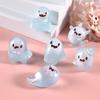 6Pcs Luminous Mini Resin Ghost Figurines Glowing Halloween Ornaments Small Ghost Micro Miniature Statue for Outdoor House Landscape Party