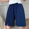 Women Summer Casual Shorts Elastic Waist Drawstring Pockets Shorts Solid Color Wide Leg Loose Short Pants Streetwear