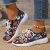 Fashion Women Sneakers 2024 New Popular Flat Bottom Round Head Lace Up Casual Shoes Halloween Pumpkin Pattern Low Top Women Sports Shoes