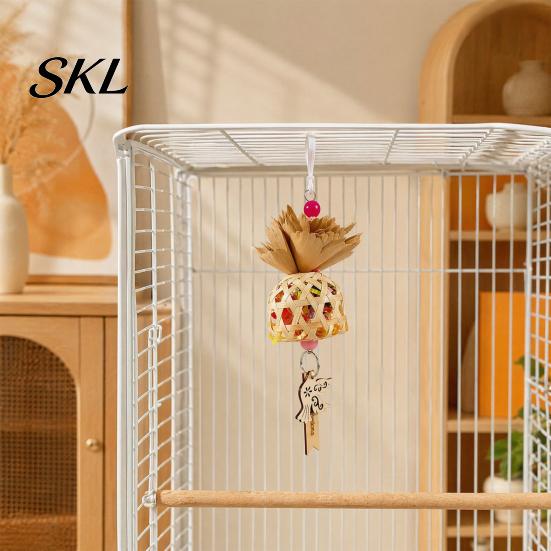 Parrot Playtime Toy Shredder Ball Toy, Bamboo Bird Foraging with Paper Enrichment Strips, Shredding for Parakeet Conure Cockatiel Lovebird Natural