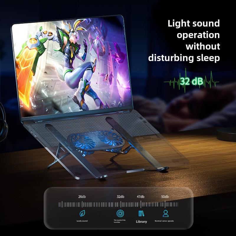 Portable Aluminum Laptop Stand with Dual Fans and Adjustable Height