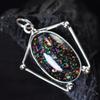 925 Sterling Silver Pendant 28.75 Ct Sparking Black Opal Beautiful Pendant