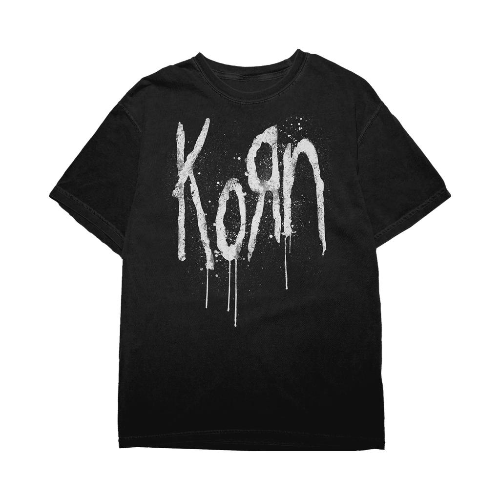 Korn Band Mens Oversized Tshirt Streetpunk Graphic Print Rockinspired Summer 2025 Mens Highquality Cotton ONeck Clothing