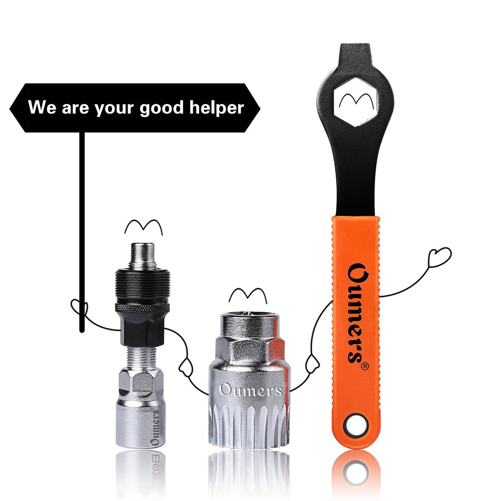 OUMERS Инструмент для велосипеда Съемник шатунов без шлица 16мм Регулируемый гаечный ключ Инструмент для каретки BB Набор для ремонта велосипеда Высокоточный и прочный + +