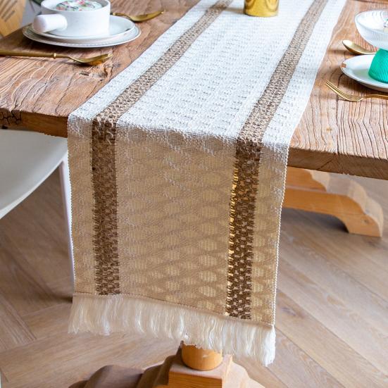 Хлопково-льняная скатерть с кисточками, настольная дорожка, многоразовый праздничный декор для стола для ресторана, столовой, бара, кухни, дома