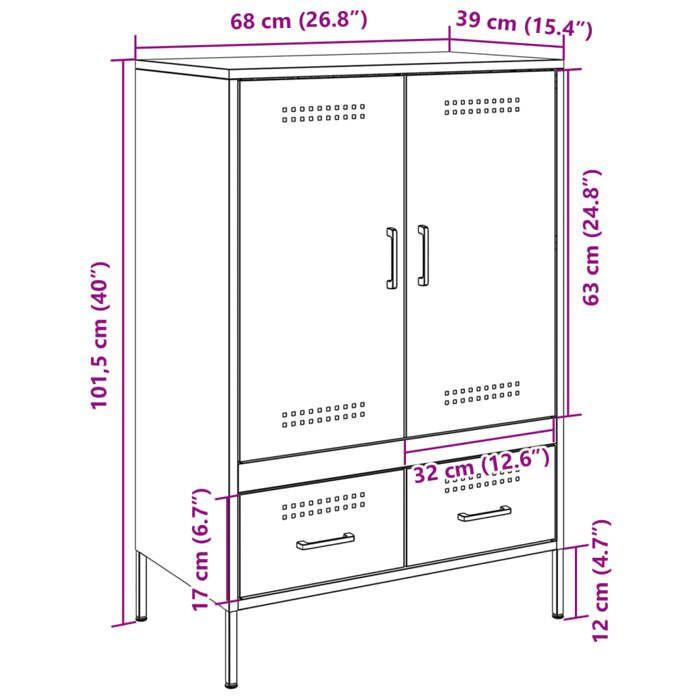 VidaXL Buffet Haut, Armoire avec Pieds et Compartiments, Placard avec Porte, Organisateur de Salle de Séjour, Rose 843109