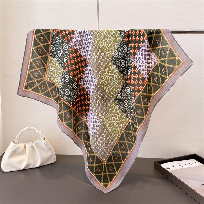 Горошек Стиль Елочка Узор Хлопок И Лен Маленький Квадратный Шарф Шелковый Шарф Имитация Бархата Головной Платок Шаль Шарф для Защиты от Солнца Женский Шарф