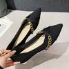 Модные новые дизайнерские металлические цепочки балетки женские кружевные ленты балетки с острым носком полосатая ткань слипоны лоферы женская рабочая обувь