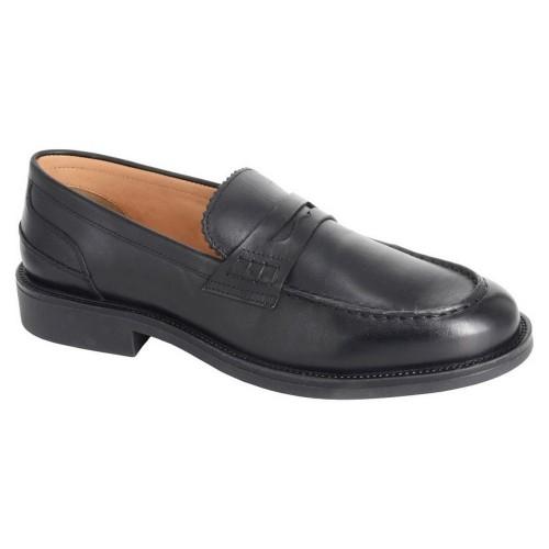 Roamers Mens Saddle Plain Leather Slip-on Loafers