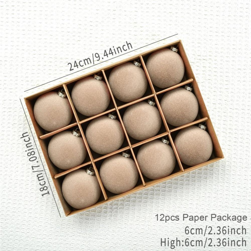 Набор из 12 шт. Рождественских шаров 2,36 дюйма Вельветовые рождественские шары с подвесным кольцом Украшения для елки для домашнего декора Рождественская вечеринка