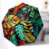 1 шт. Тропические Листья Зонт с Автоматическим Открытием/Закрытием и Кнопкой в Одно Касание, Ветрозащитная Конструкция Легкий Портативный Зонт для Женщин и Мужчин6104