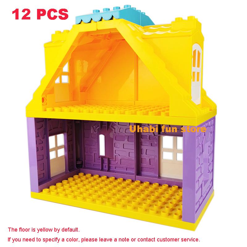 Большие Строительные Блоки Дом Архитектура Окно Стена Крыша Серия Мебели Аксессуары для Сцены Сборка Детские Развивающие Игрушки