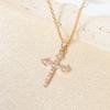 Golden Zirconia Arrow Cross Pendant Necklace, Dainty Jewelry for Women