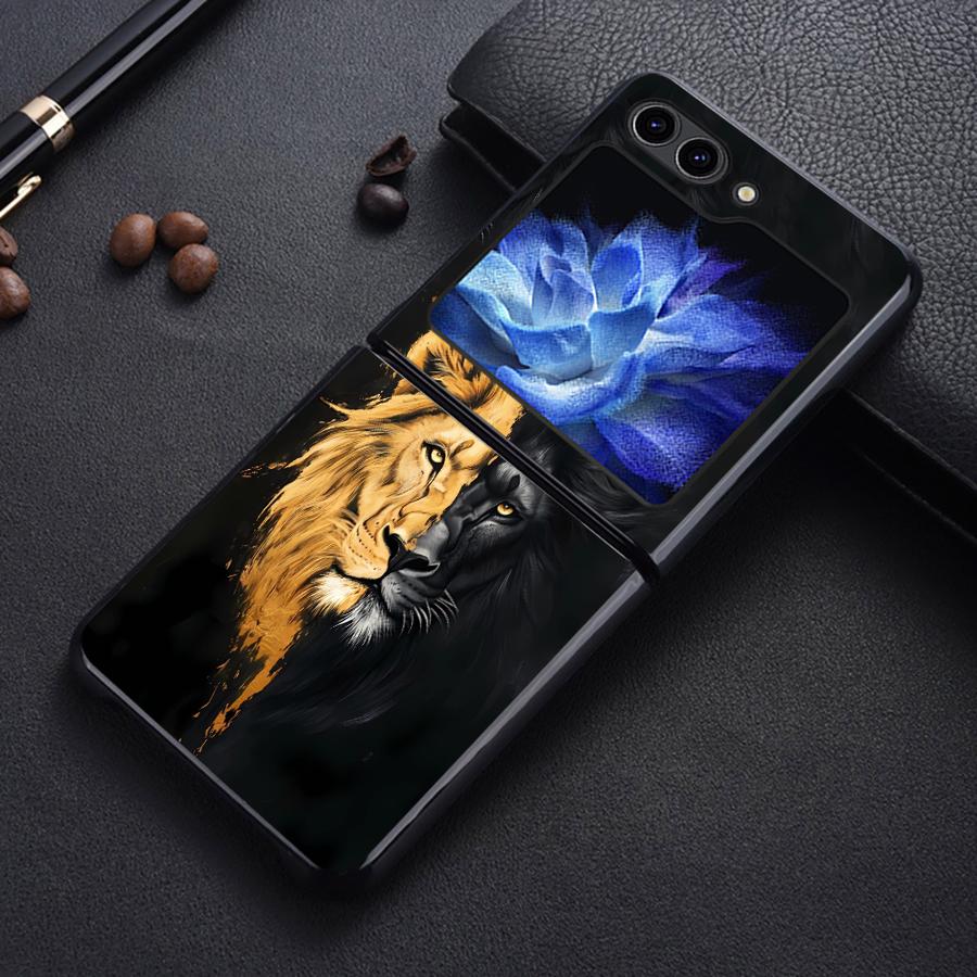 Чехол с рисунком животного Льва для Samsung Galaxy Flip4 Z Flip 7 6 5 4 3 Flip5 Flip6 Flip3 Flip7 FE Задняя крышка телефона Funda