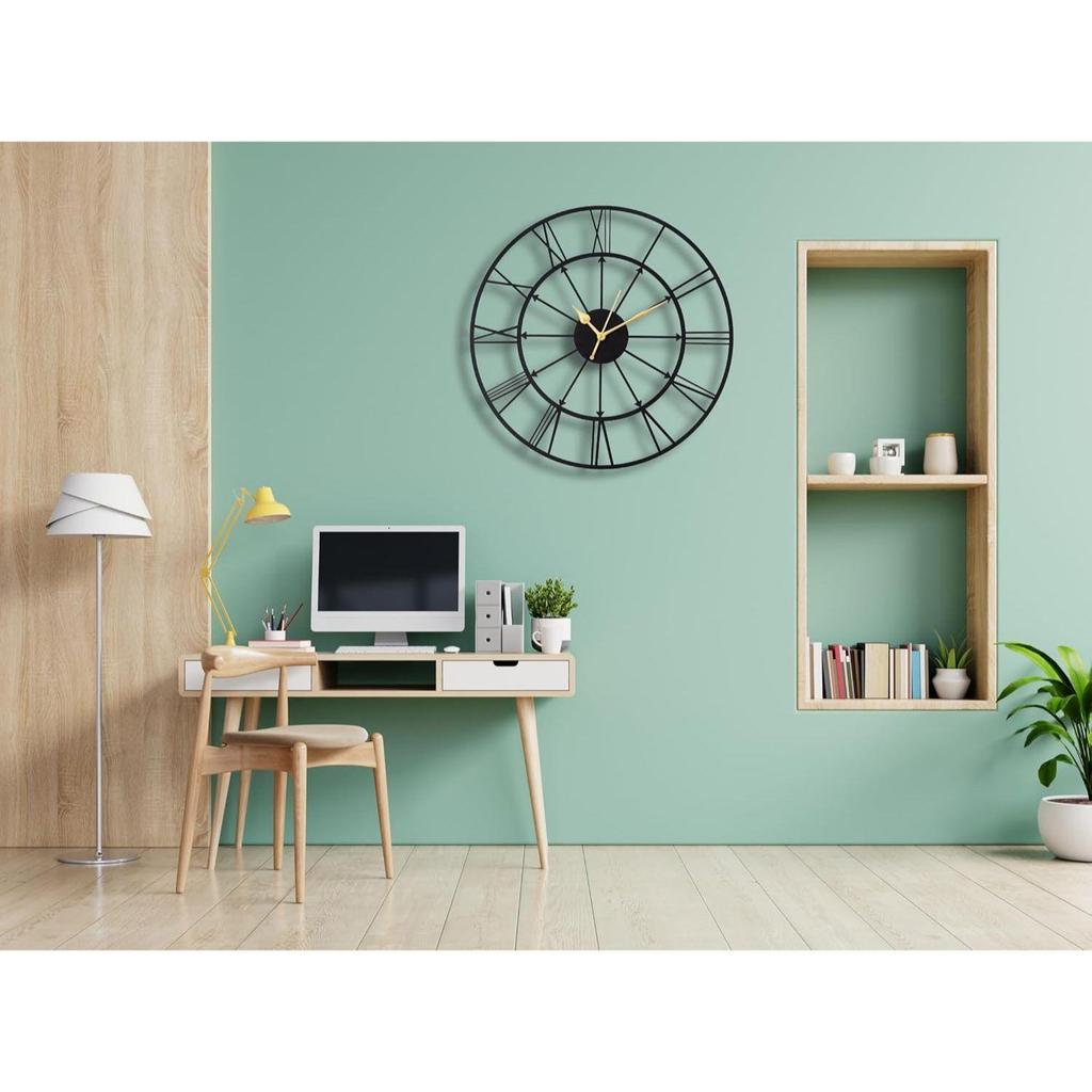 Настенные часы для дома, офиса, гостиной, спальни, детской комнаты и кухни (37 x 37 см) | Стильный Современный Домашний Декор | Черный Цвет (Включенная батарея)
