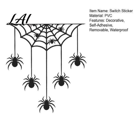 Upside Down Spider Switch Decal Halloween Web Light Sticker Decal Removable Creepy Wall Ornament Decals PVC Waterproof Art for Home Bedroom Living
