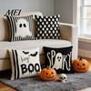 Holiday Party Throw Pillow Cover Halloween Ghost Cushion Cover, Spooky Skull 18x18 Farmhouse Decorations Inch Case for Living Room Sofa Couch