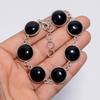 Excellent Top Grade Qualite 100% Natural Black Onyx Round Shape Ethnic Style Handmade Jewelry 925 Steling Silver Bracelet 7-8" WSJ-5203