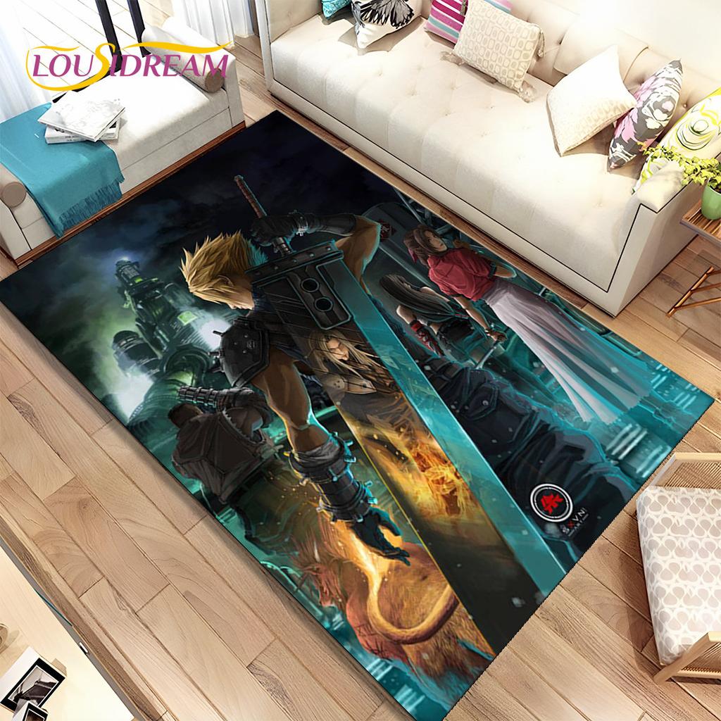 Final Fantasy Series Games Area Rug,Carpet Rug for Home Living Room Children's Bedroom Sofa Doormat Decor,Non-slip Floor Mat 3D
