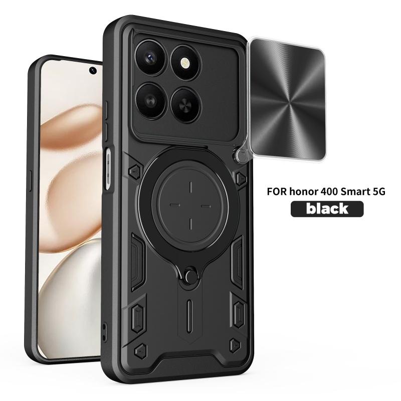 For Honor 400 Smart 5G Global Case Slide Lens Protect Armor Shockproof Phone Case Coque For Honor X7D 5G Ring Holder Cover